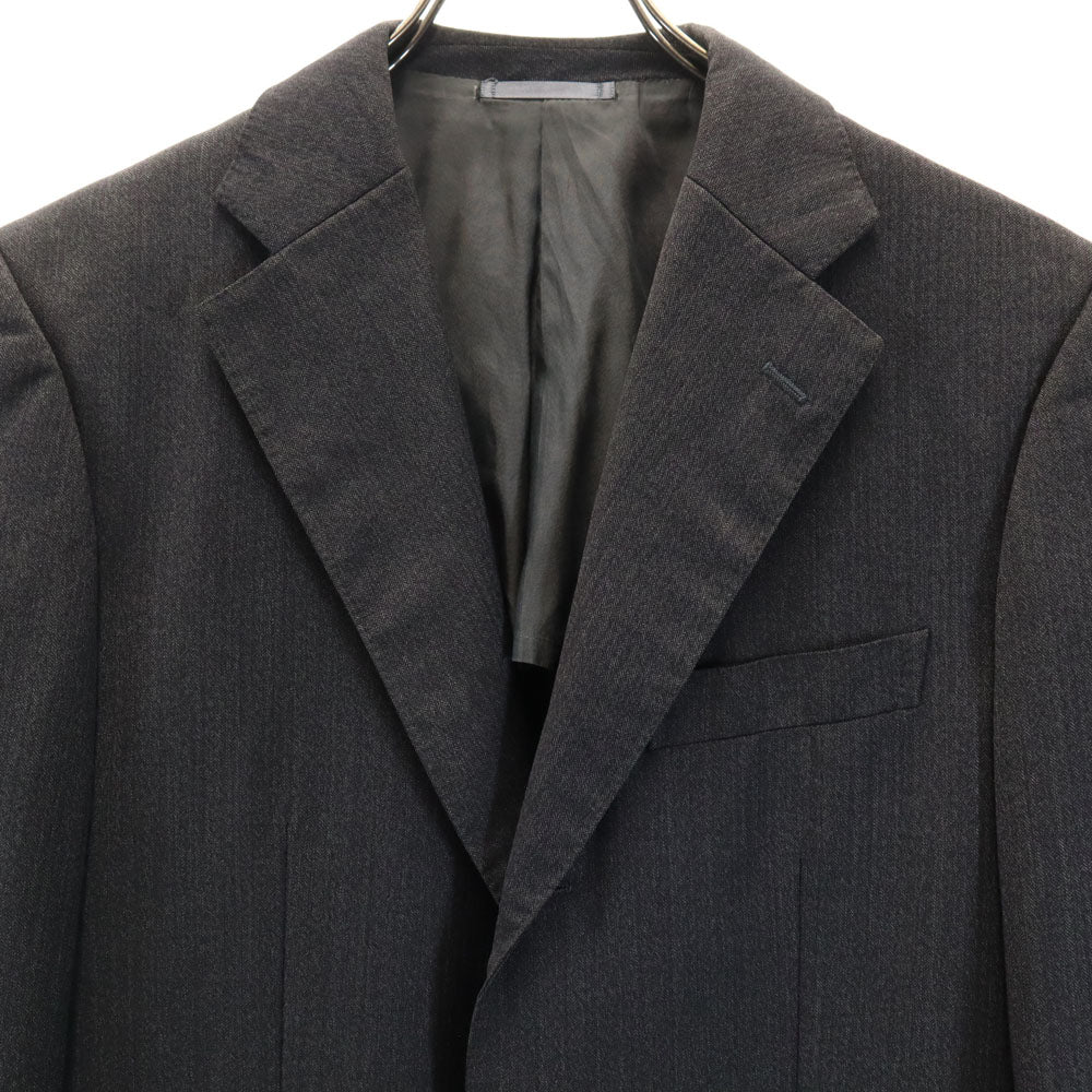 ランバン クラシック 90s オールド ストライプ ヘリンボーン柄 3ピース スーツ 上下 セットアップ 48 チャコールグレー メンズ