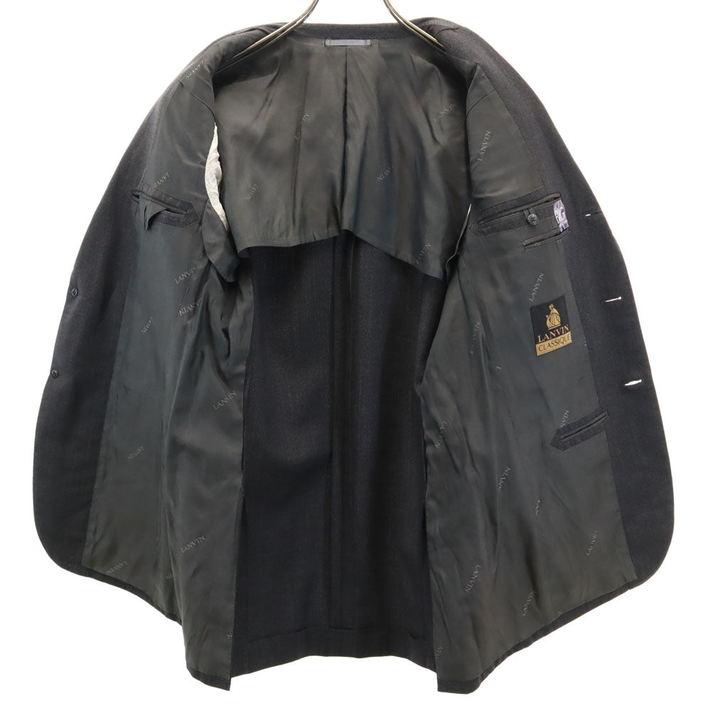 ランバン クラシック 90s オールド ストライプ ヘリンボーン柄 3ピース スーツ 上下 セットアップ 48 チャコールグレー メンズ