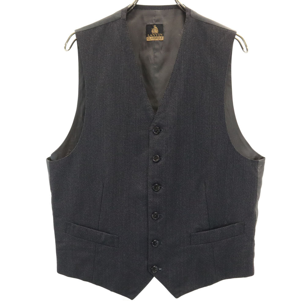 ランバン クラシック 90s オールド ストライプ ヘリンボーン柄 3ピース スーツ 上下 セットアップ 48 チャコールグレー メンズ