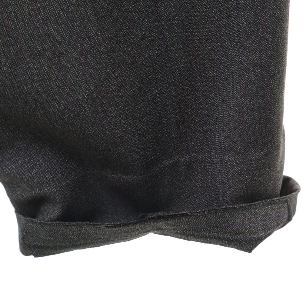 ランバン クラシック 90s オールド ストライプ ヘリンボーン柄 3ピース スーツ 上下 セットアップ 48 チャコールグレー メンズ