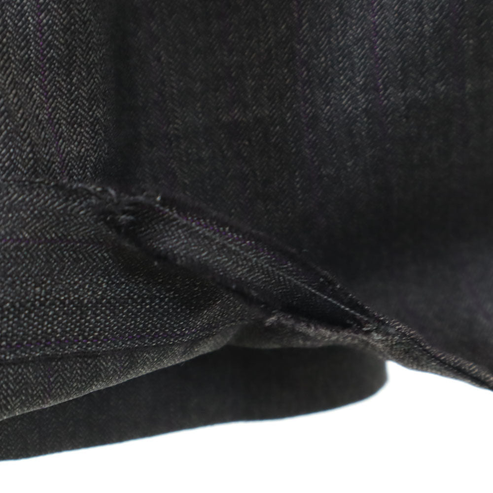 ランバン クラシック 90s オールド ストライプ ヘリンボーン柄 3ピース スーツ 上下 セットアップ 48 チャコールグレー メンズ