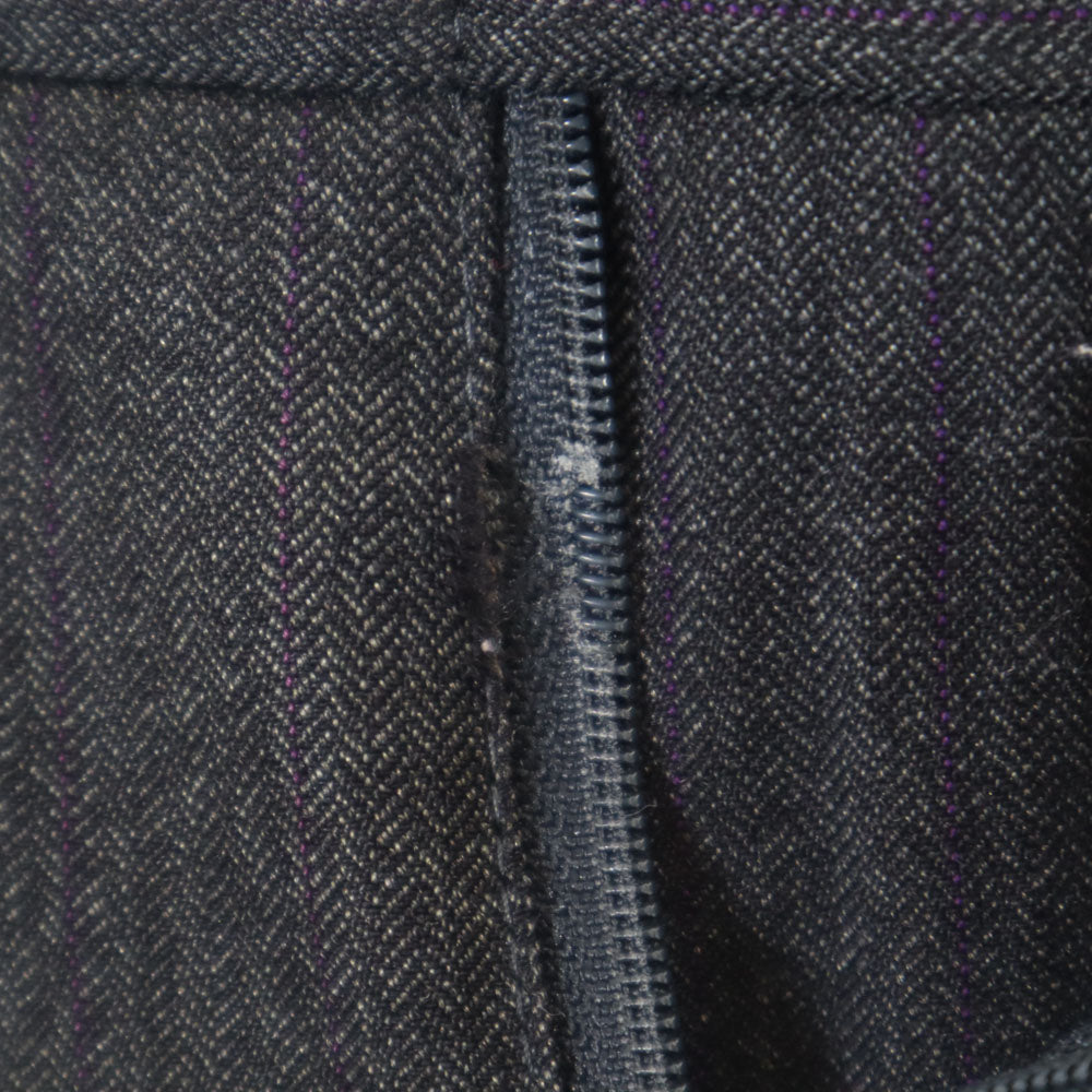 ランバン クラシック 90s オールド ストライプ ヘリンボーン柄 3ピース スーツ 上下 セットアップ 48 チャコールグレー メンズ