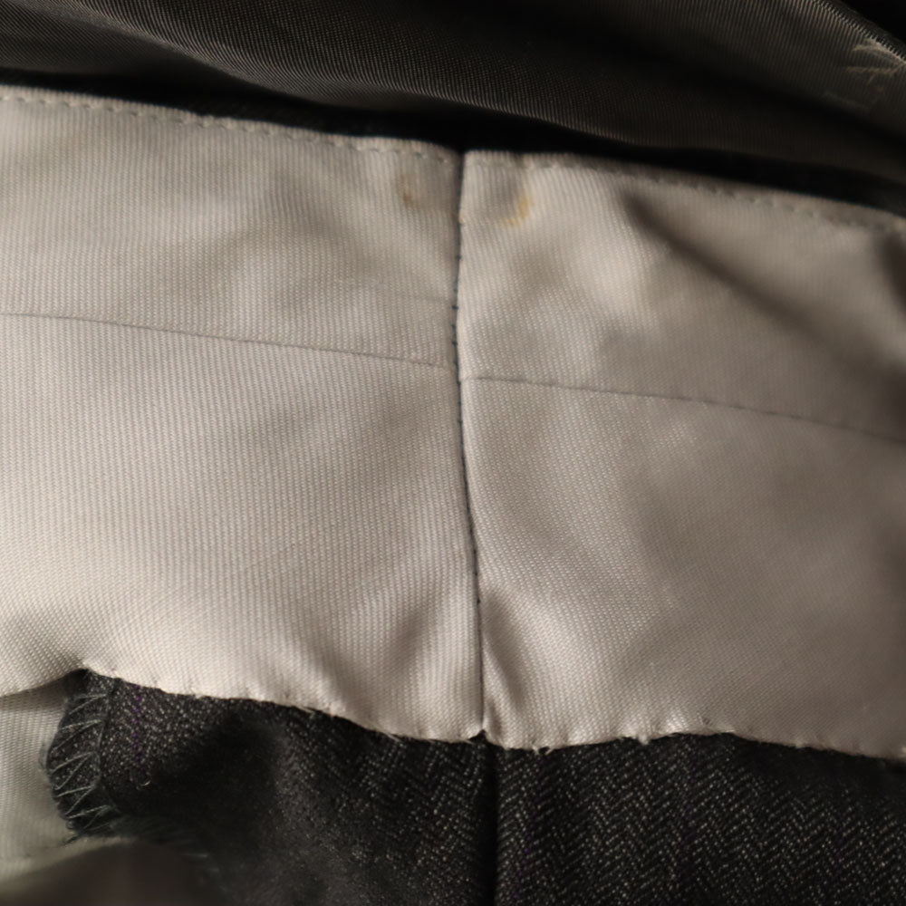 ランバン クラシック 90s オールド ストライプ ヘリンボーン柄 3ピース スーツ 上下 セットアップ 48 チャコールグレー メンズ