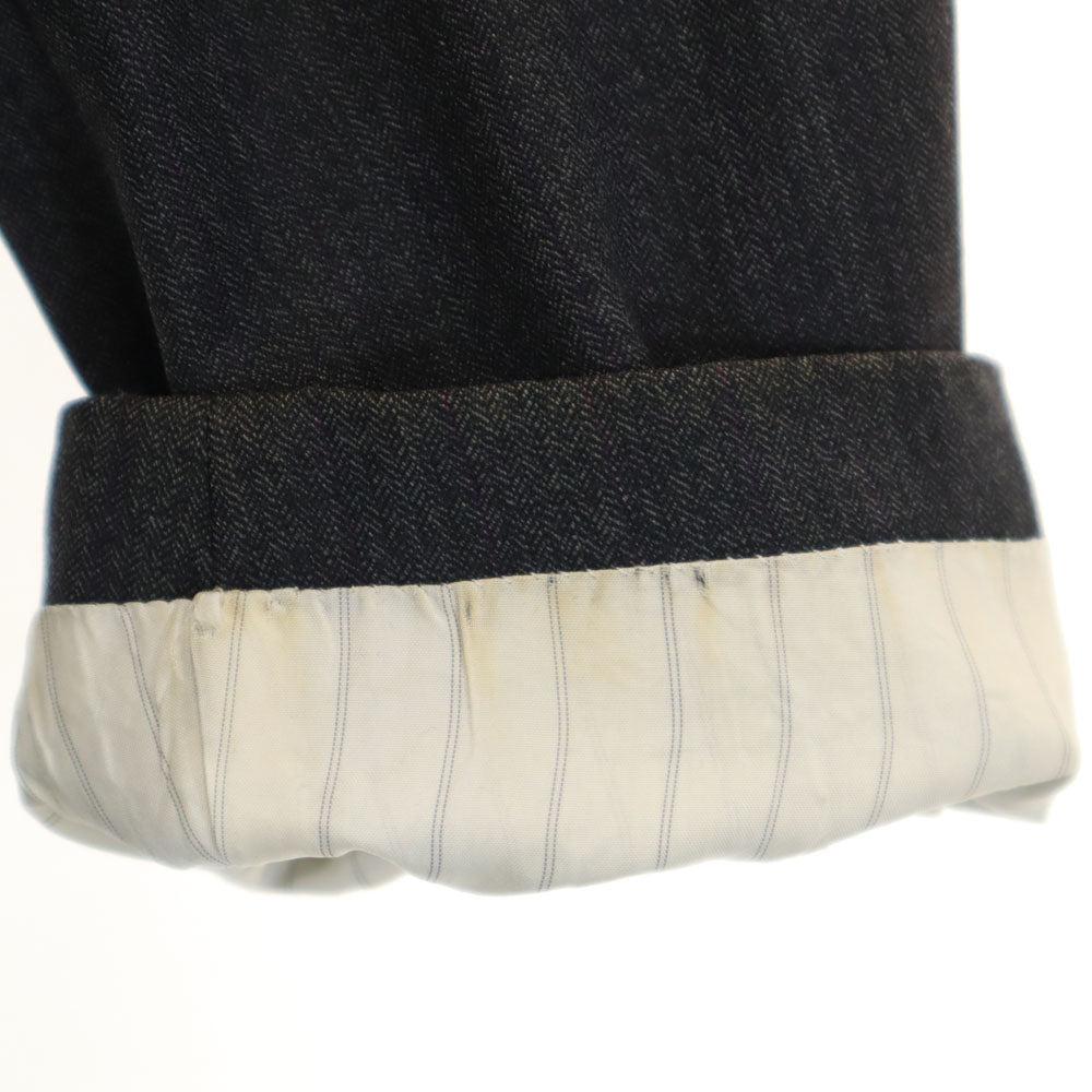 ランバン クラシック 90s オールド ストライプ ヘリンボーン柄 3ピース スーツ 上下 セットアップ 48 チャコールグレー メンズ