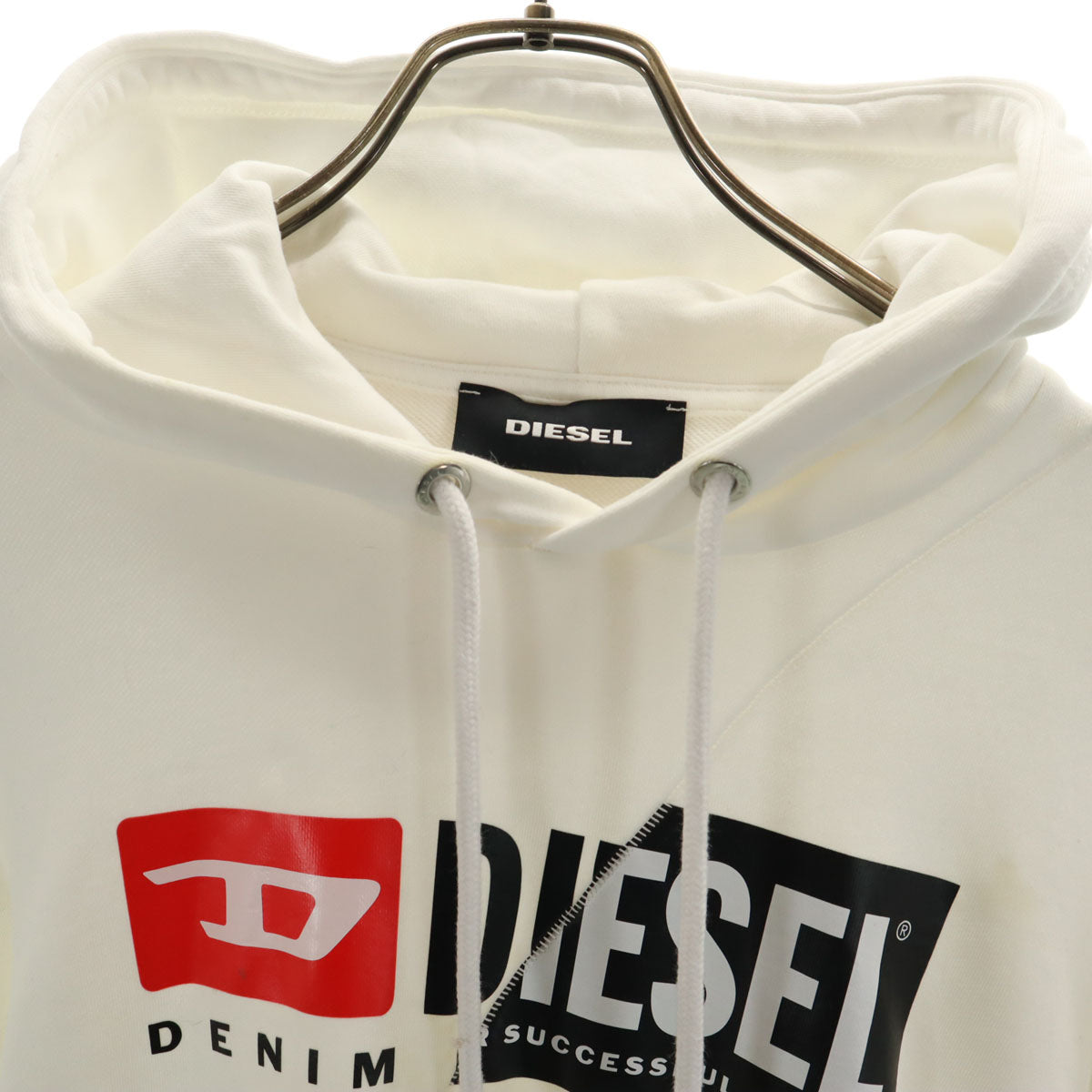 DIESEL ディーゼル 長袖 スウェットパーカー S ホワイト プルオーバー メンズ