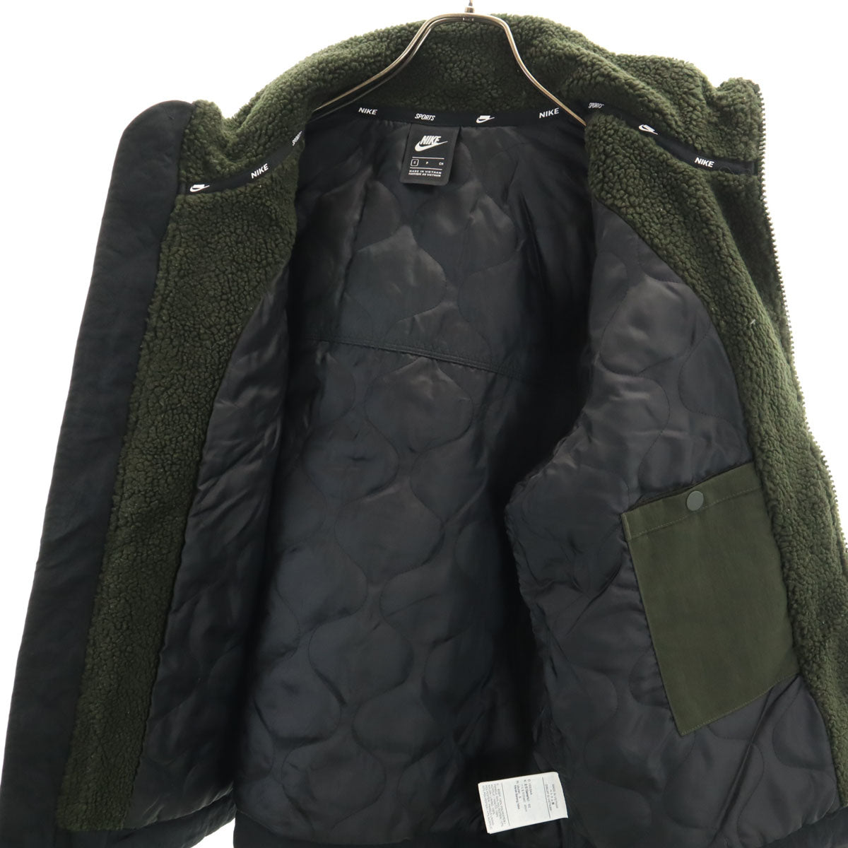 NIKE ナイキ ボア切替 キルティングジャケット S ブラック メンズ