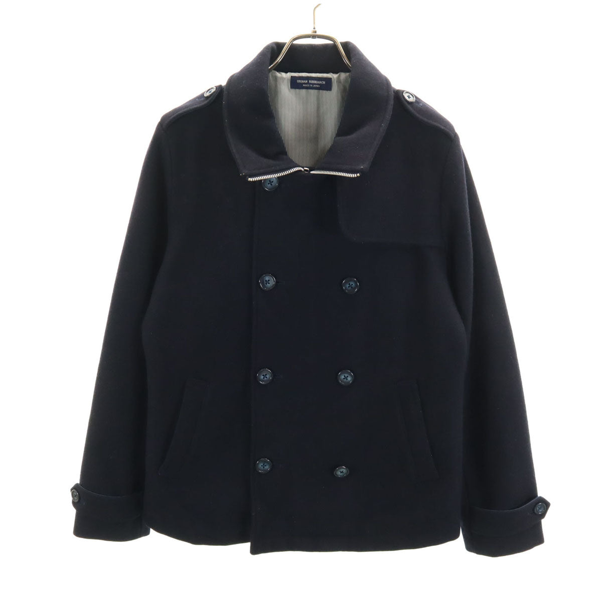 URBAN RESEARCH アーバンリサーチ 日本製 ダブルブレスト ウールコート M ネイビー メンズ