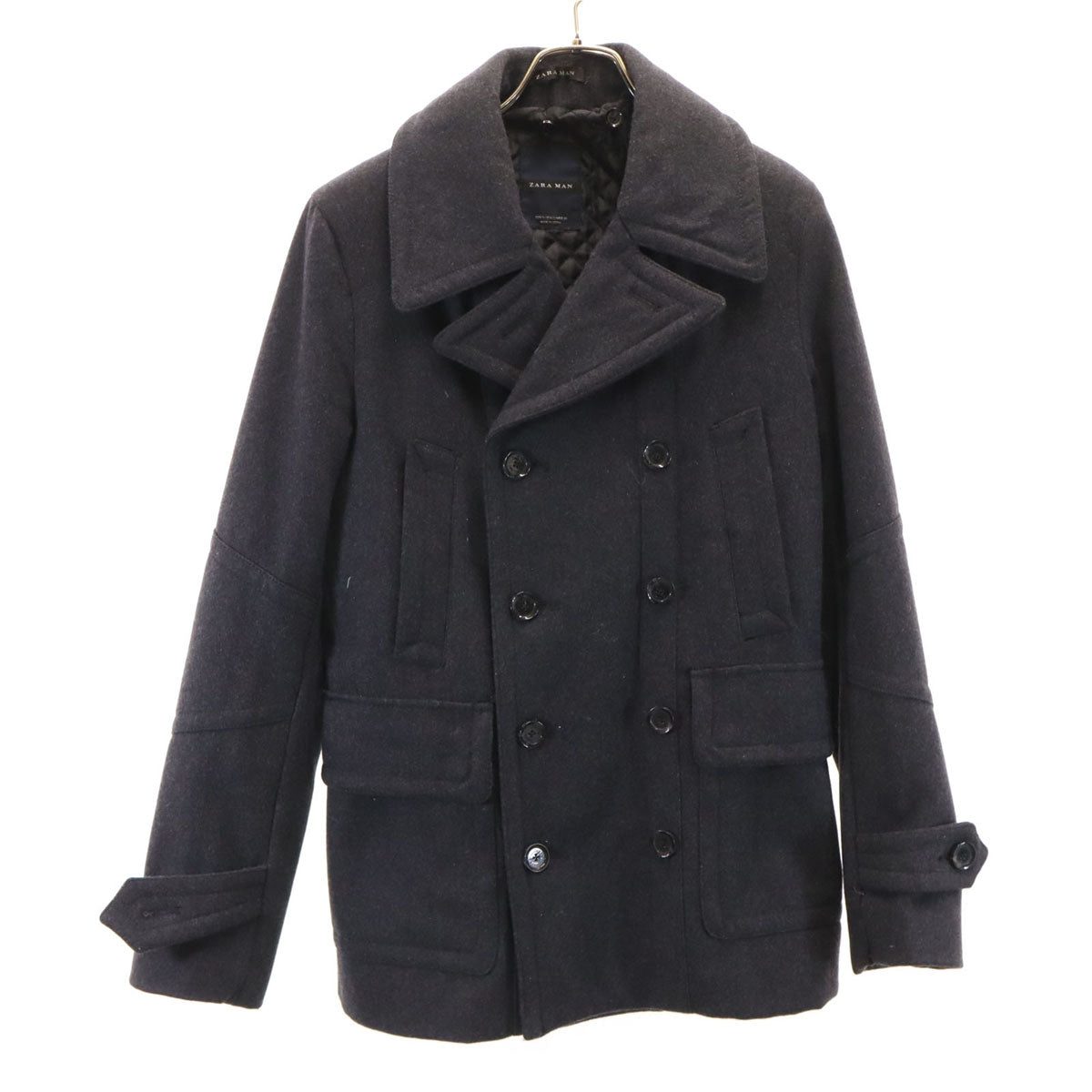 ZARA MAN ザラマン メルトン ピーコート S チャコールグレー メンズ