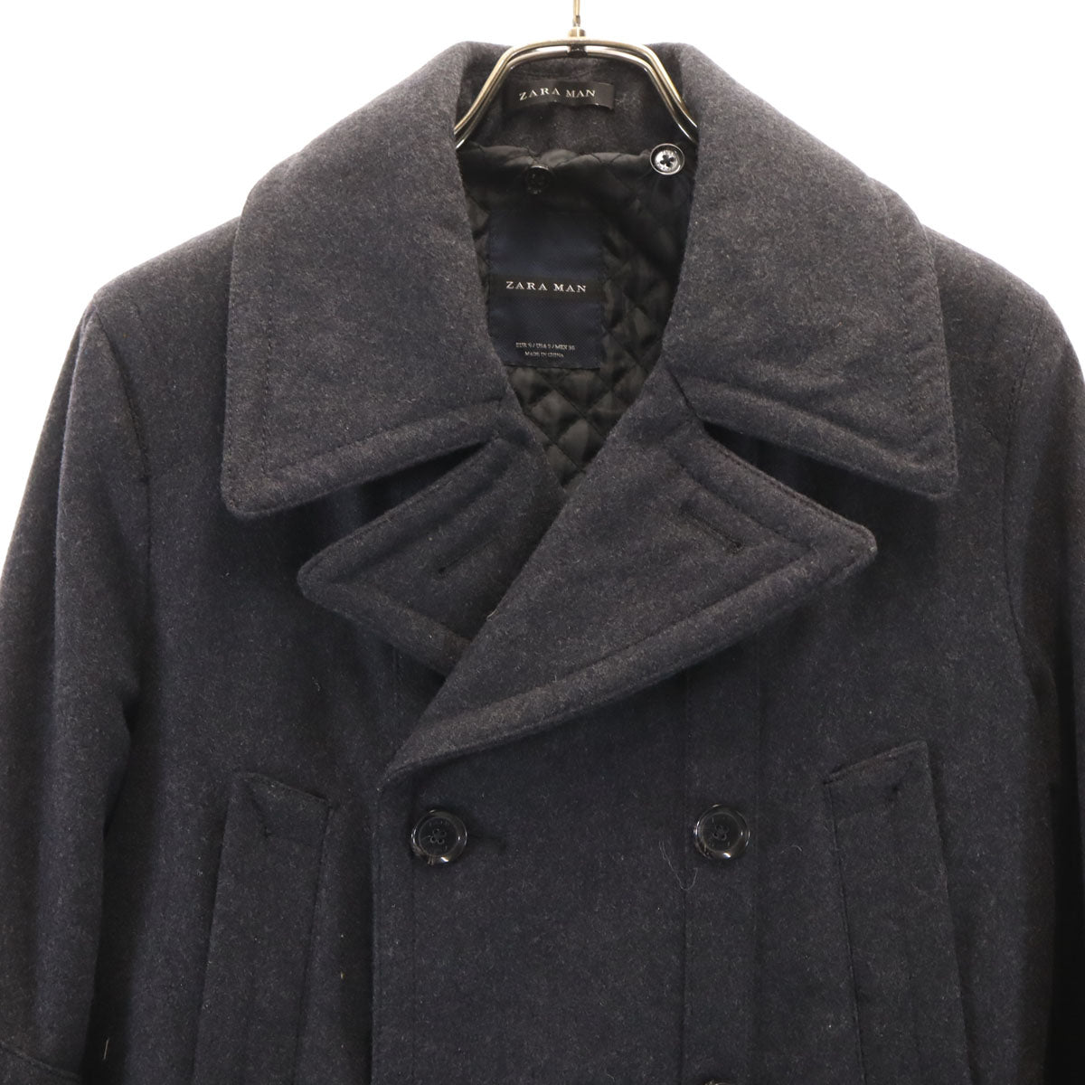 ZARA MAN ザラマン メルトン ピーコート S チャコールグレー メンズ