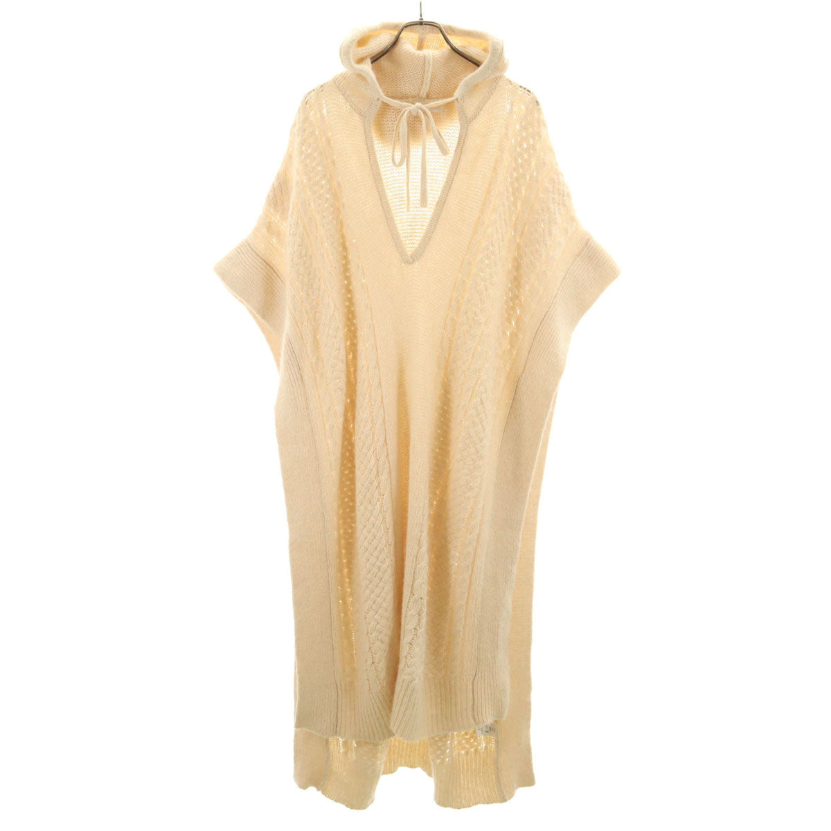 美品 Little Suzie リトルスージー ニット ロング ポンチョ ONE SIZE ペールオレンジ レディース