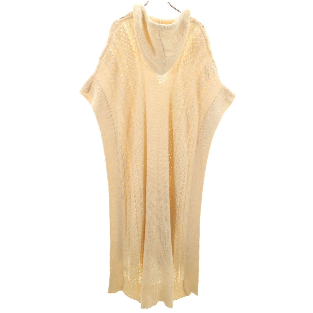 美品 Little Suzie リトルスージー ニット ロング ポンチョ ONE SIZE ペールオレンジ レディース