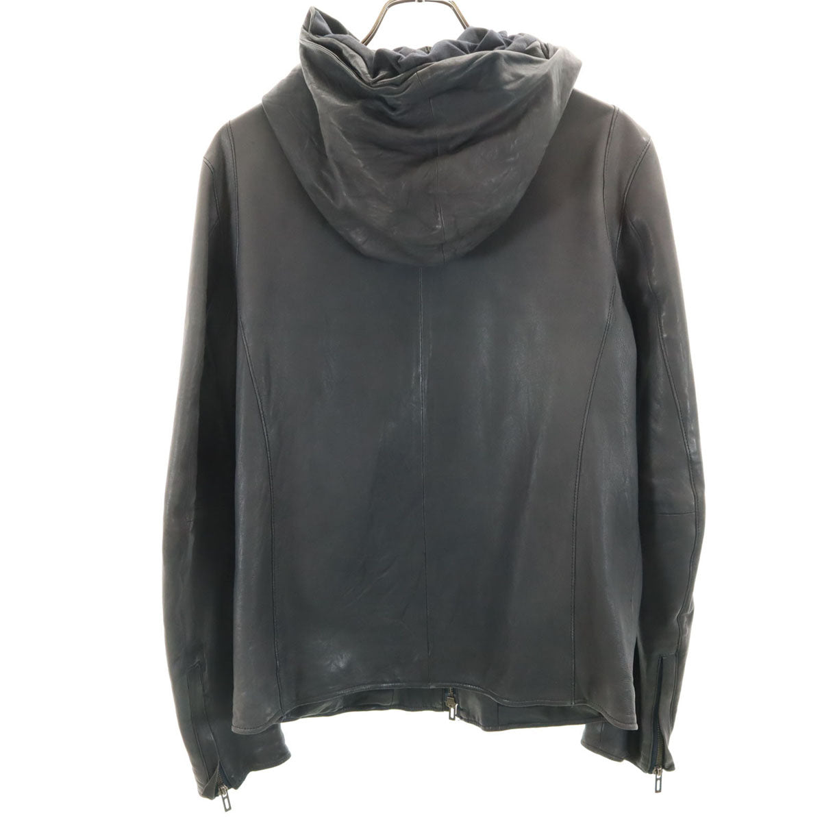 DOMENICO+SAVIO ドメニコアンドサビオ フード レザージャケット 46 チャコールグレー メンズ