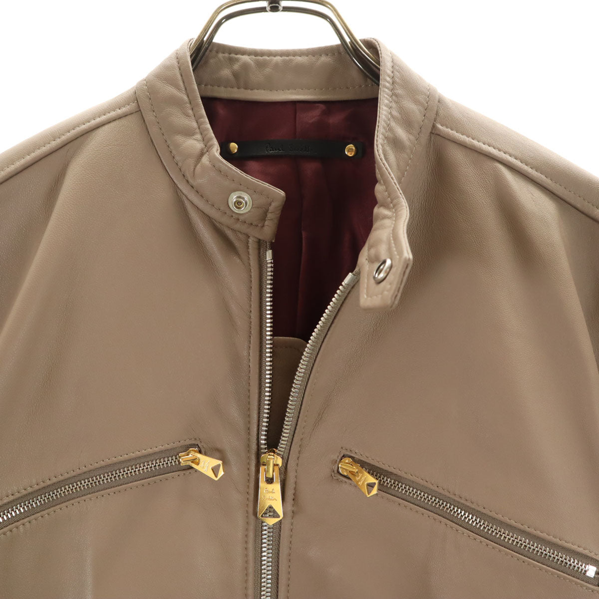 Paul Smith ポールスミス 羊革 ラムレザー ボンバー ジャケット M アッシュブラウン メンズ