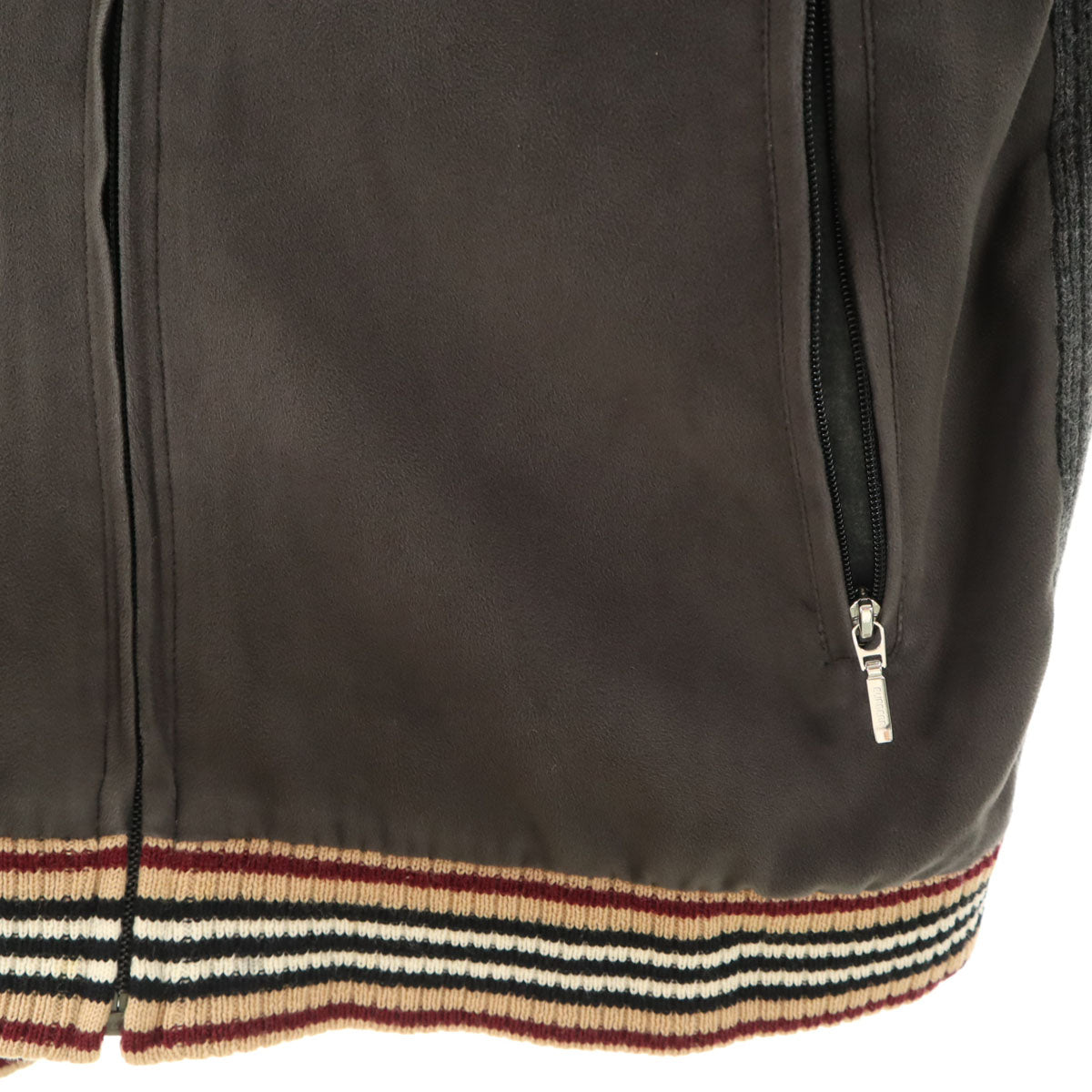 BURBERRY BLACK LABEL バーバリーブラックレーベル フェイクスエード切替 ニットジャケット 2 チャコールグレー 三陽商会 メンズ