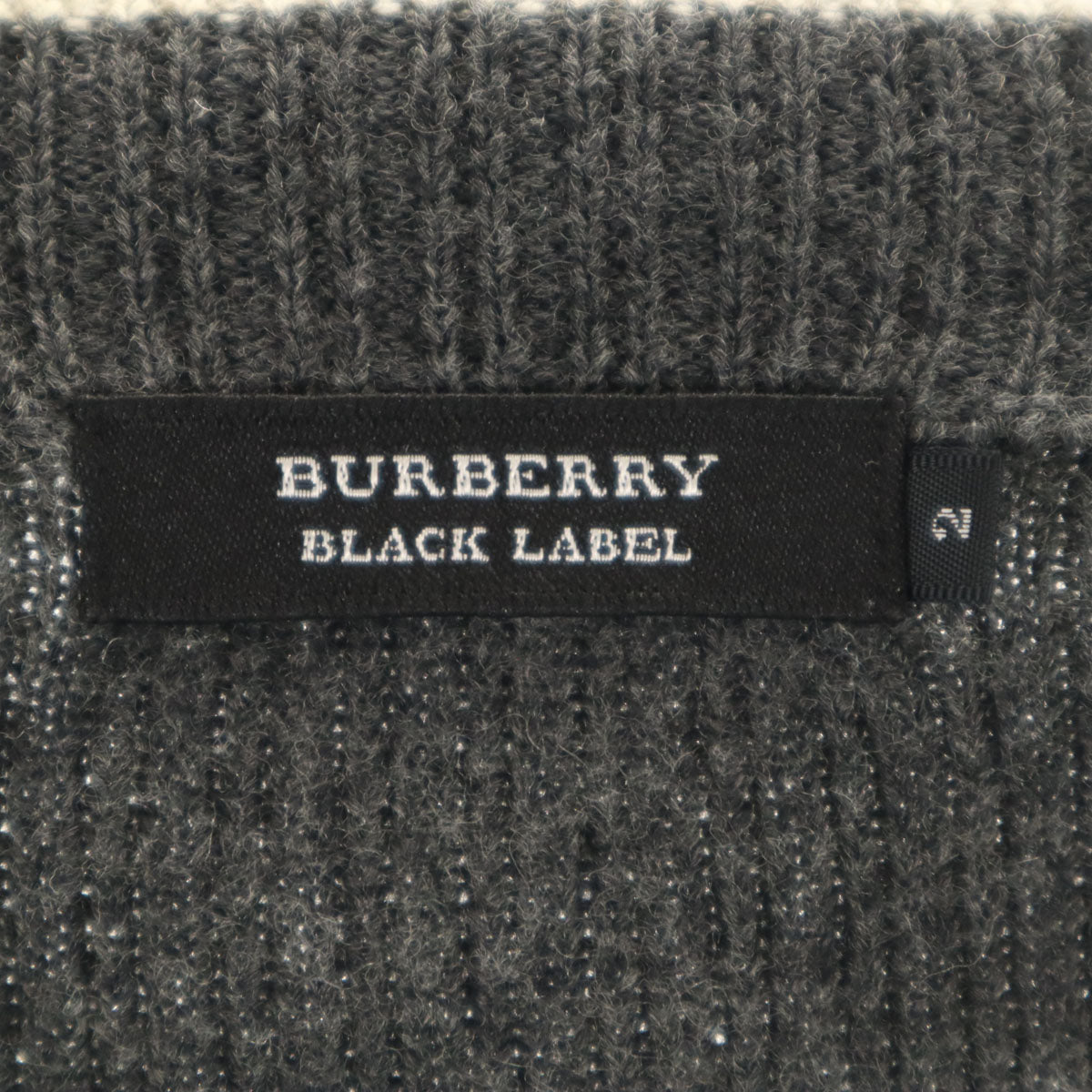BURBERRY BLACK LABEL バーバリーブラックレーベル フェイクスエード切替 ニットジャケット 2 チャコールグレー 三陽商会 メンズ