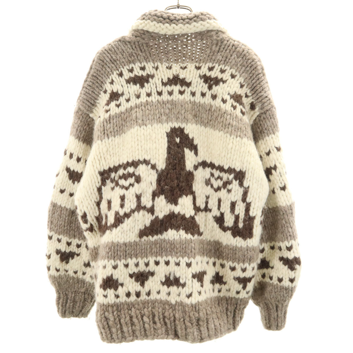 90s カナダ製 オールド サンダーバード柄 カウチンジャケット アイボリー メンズ