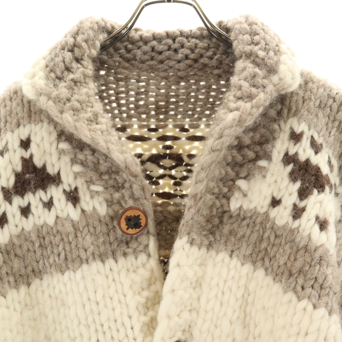 90s カナダ製 オールド サンダーバード柄 カウチンジャケット アイボリー メンズ