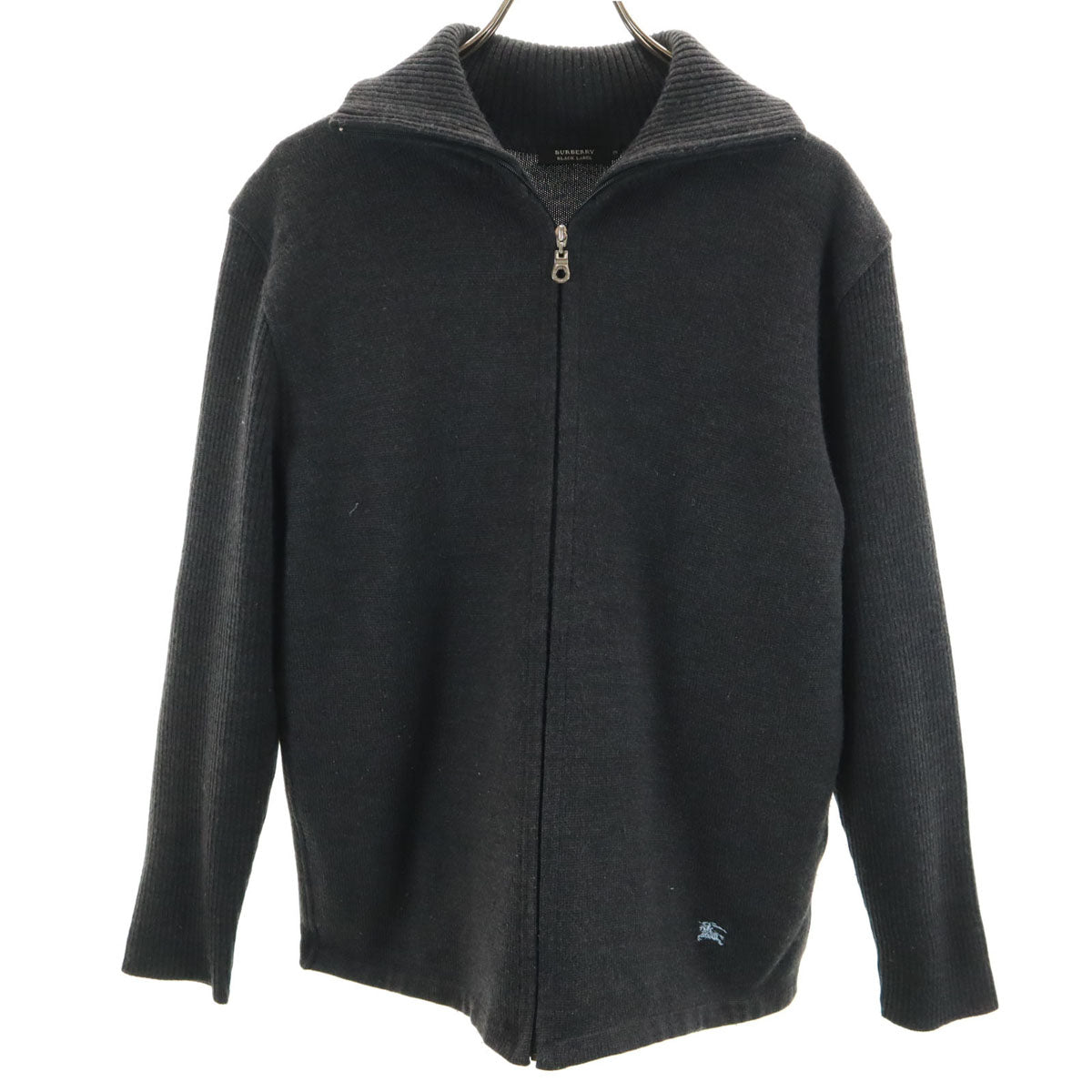 美品 BURBERRY BLACK LABEL バーバリーブラックレーベル 日本製 ニットジャケット 3 ブラック系 三陽商会 メンズ