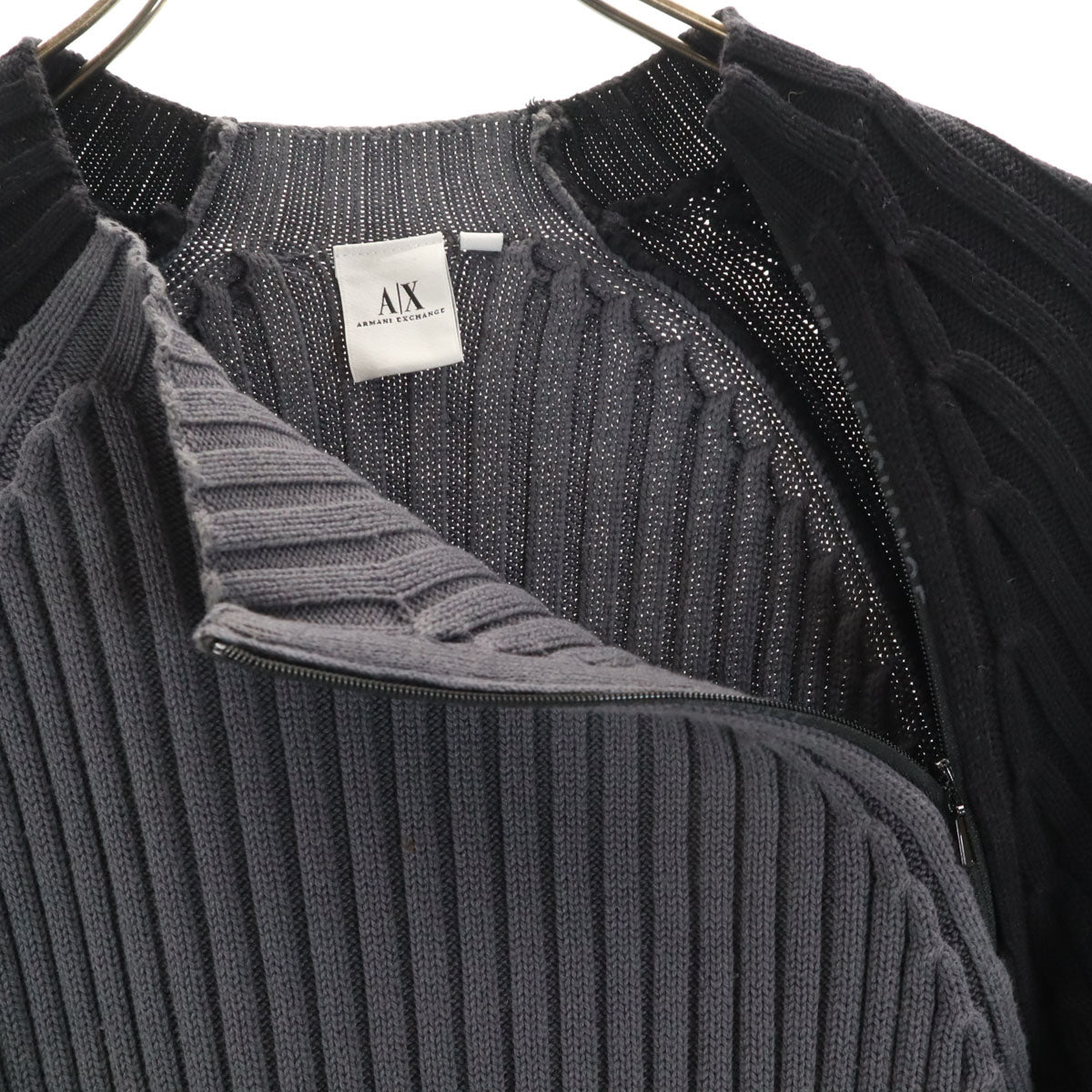 美品 ARMANI EXCHANGE アルマーニエクスチェンジ 90s オールド 長袖 ニット L グレー系 セーター メンズ