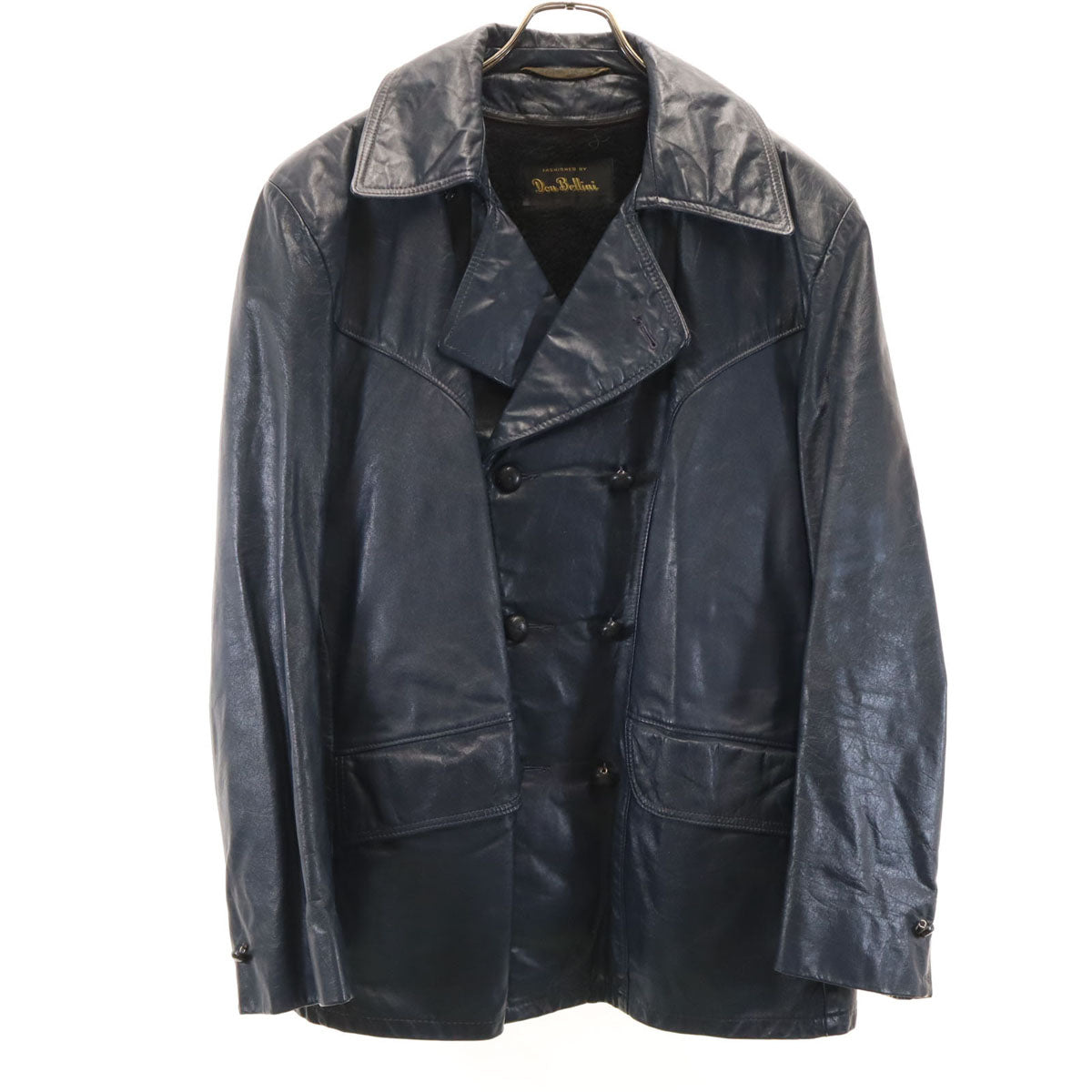 ドンベリーニ 本革レザー ピーコート 42 ネイビー ライナー付き メンズ