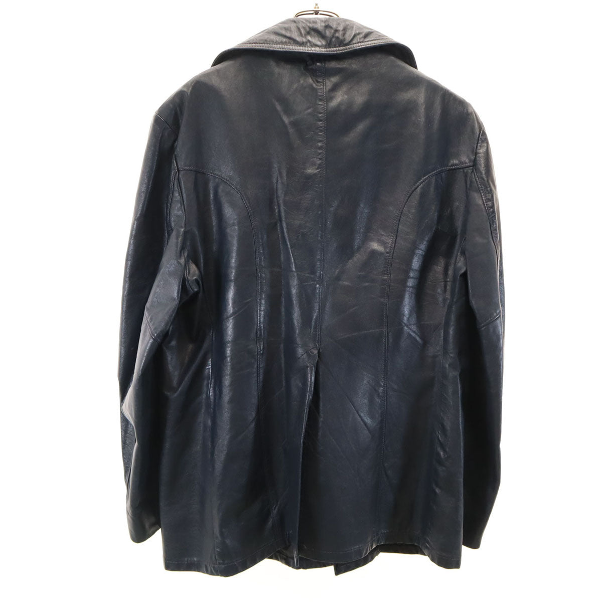 ドンベリーニ 本革レザー ピーコート 42 ネイビー ライナー付き メンズ