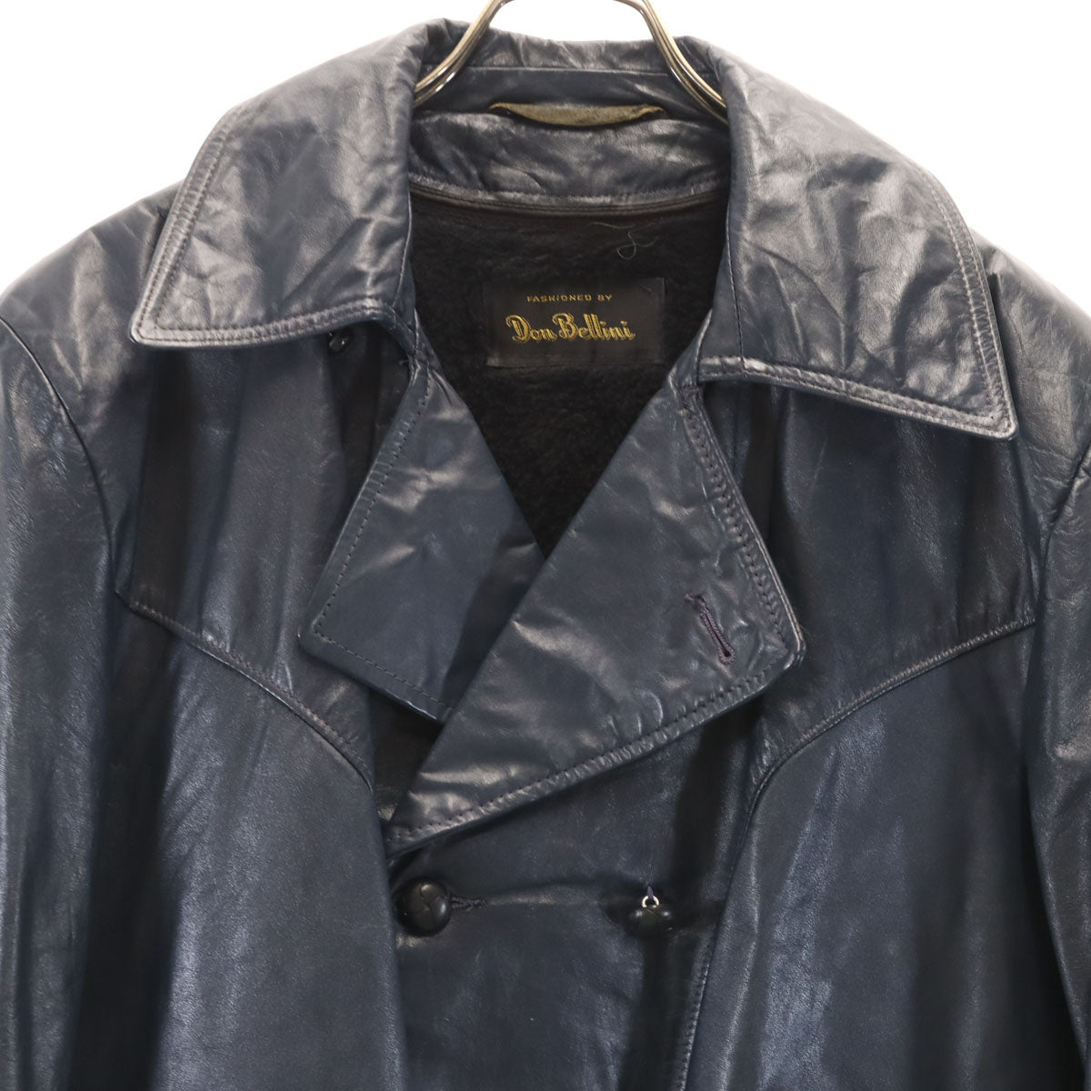 ドンベリーニ 本革レザー ピーコート 42 ネイビー ライナー付き メンズ