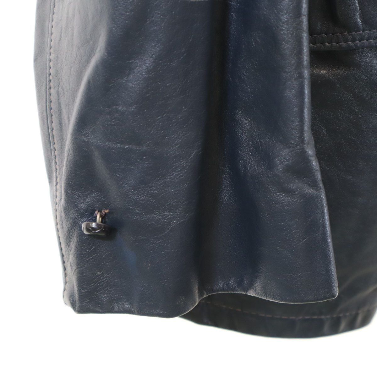 ドンベリーニ 本革レザー ピーコート 42 ネイビー ライナー付き メンズ