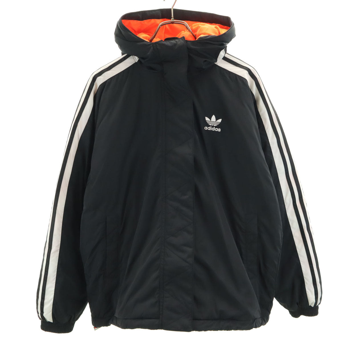 adidas アディダス ビッグトレフォイル フード付き 中綿ジャケット M ブラック レディース