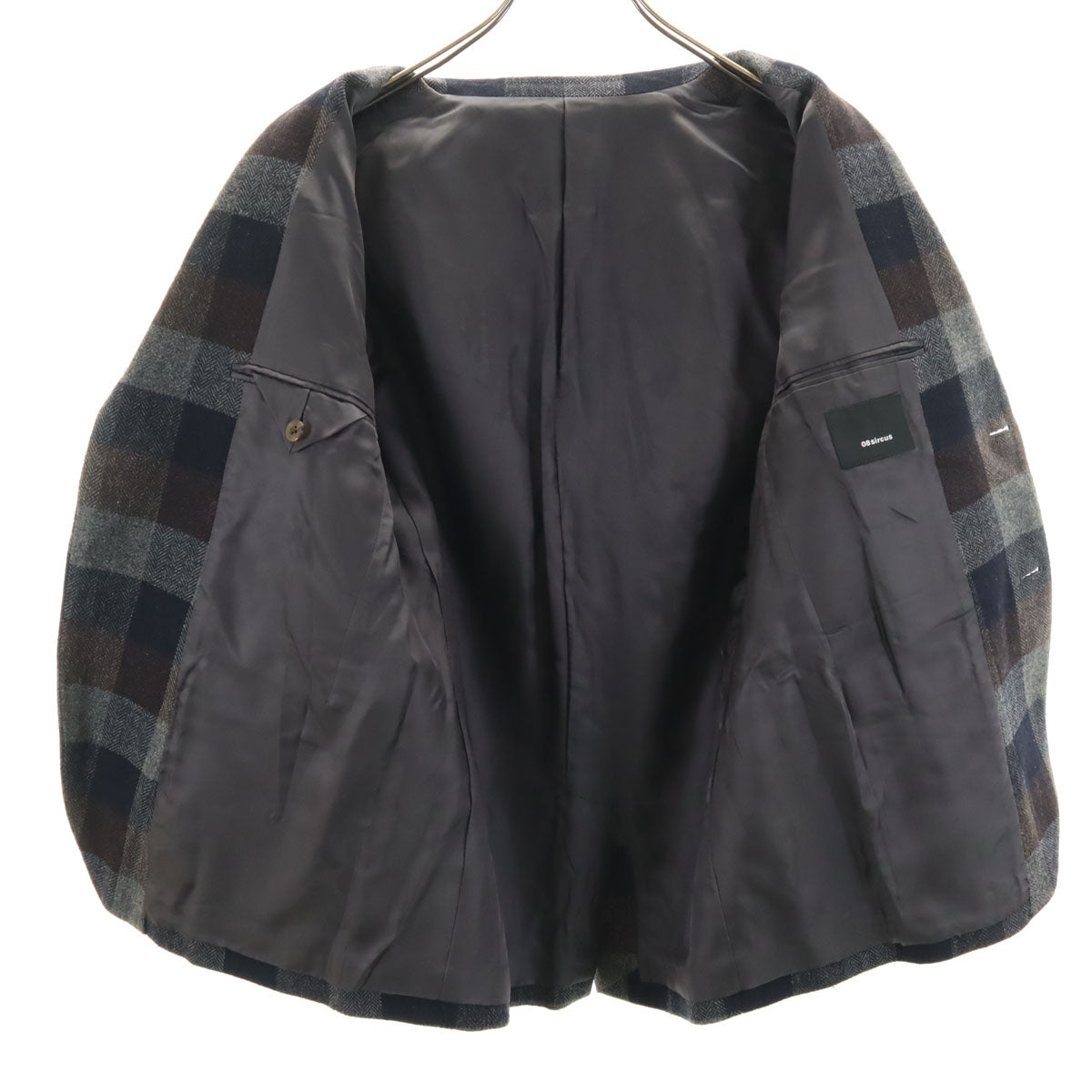 08sircus 08サーカス チェック柄 テーラードジャケット 2/48 グレー メンズ