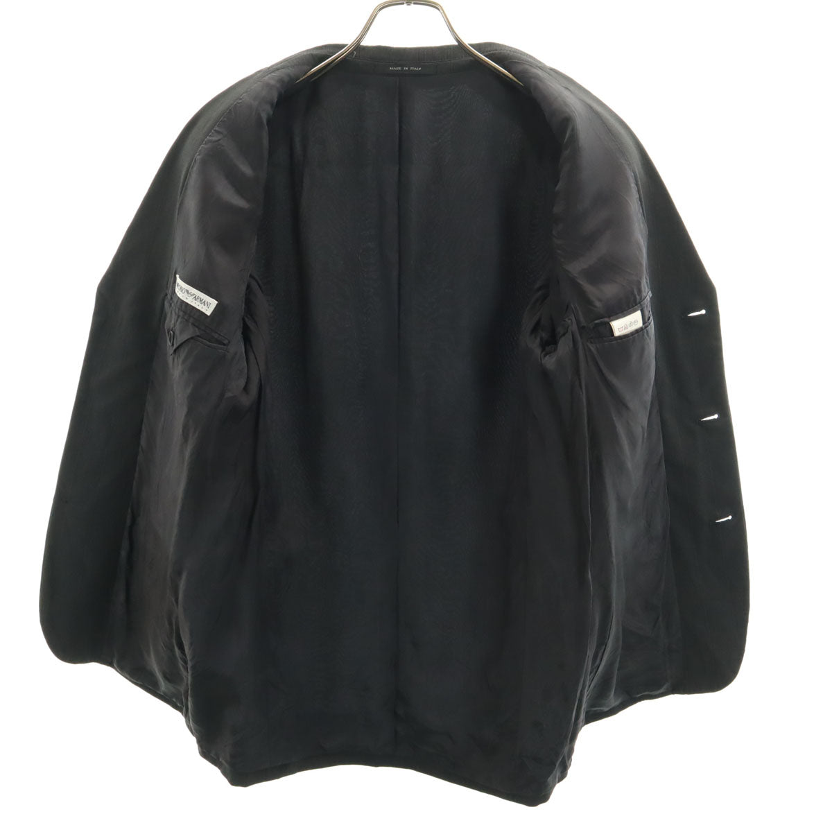 Emporio Armani エンポリオアルマーニ 90s イタリア製 オールド ストライプ柄 スーツ 上下 セットアップ 46 ブラック系 メンズ