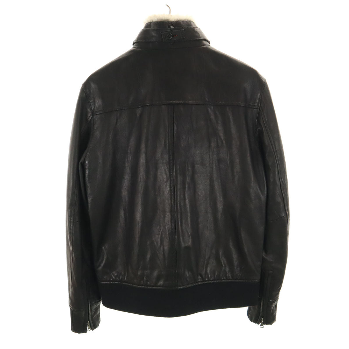 BURBERRY BLACK LABEL バーバリーブラックレーベル 羊革 レザージャケット M ブラック 三陽商会 ラビットファー付き メンズ