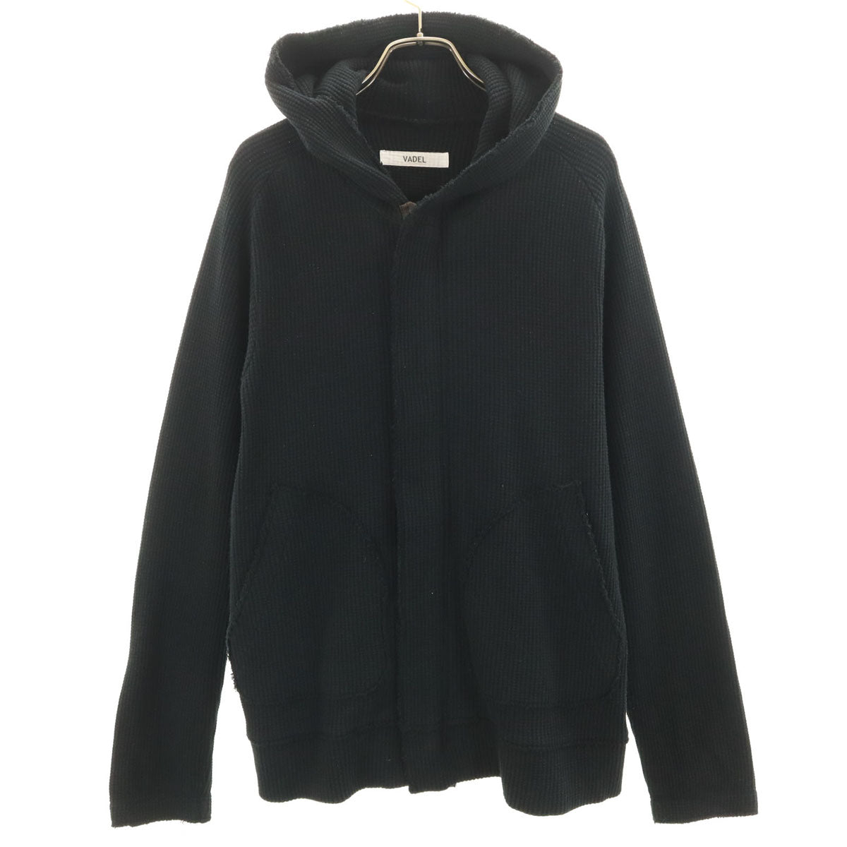 VADEL バデル 日本製 長袖 ジップアップ フーディー ニット 48 ブラック メンズ
