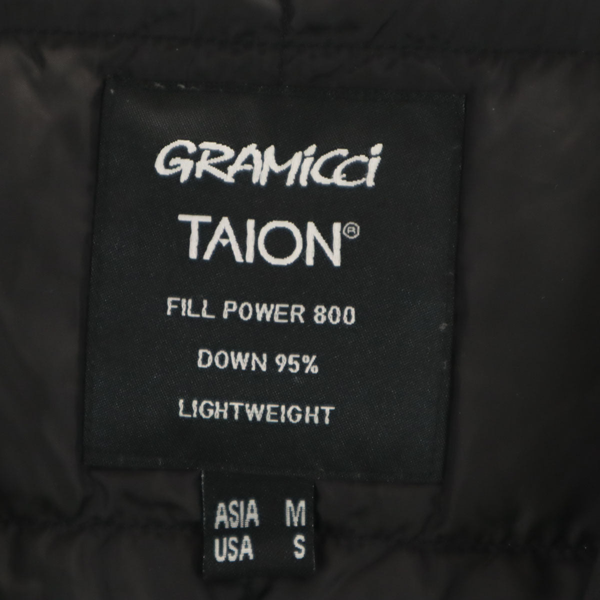 美品 Gramicci グラミチ TAION タイオン コラボ インナー ダウンベスト M ブラック 収納袋付き アウトドア メンズ