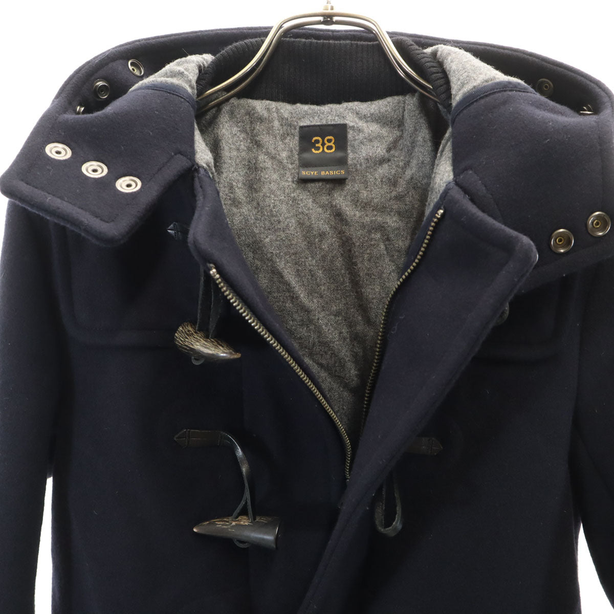 SCYE BASICS サイベーシックス メルトン ダッフルコート 38 ネイビー レディース
