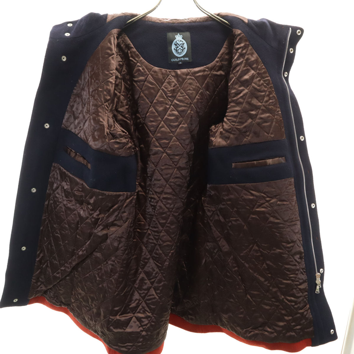 GUILD PRIME ギルドプライム フーデッド コート M レッドブラウン系 メンズ