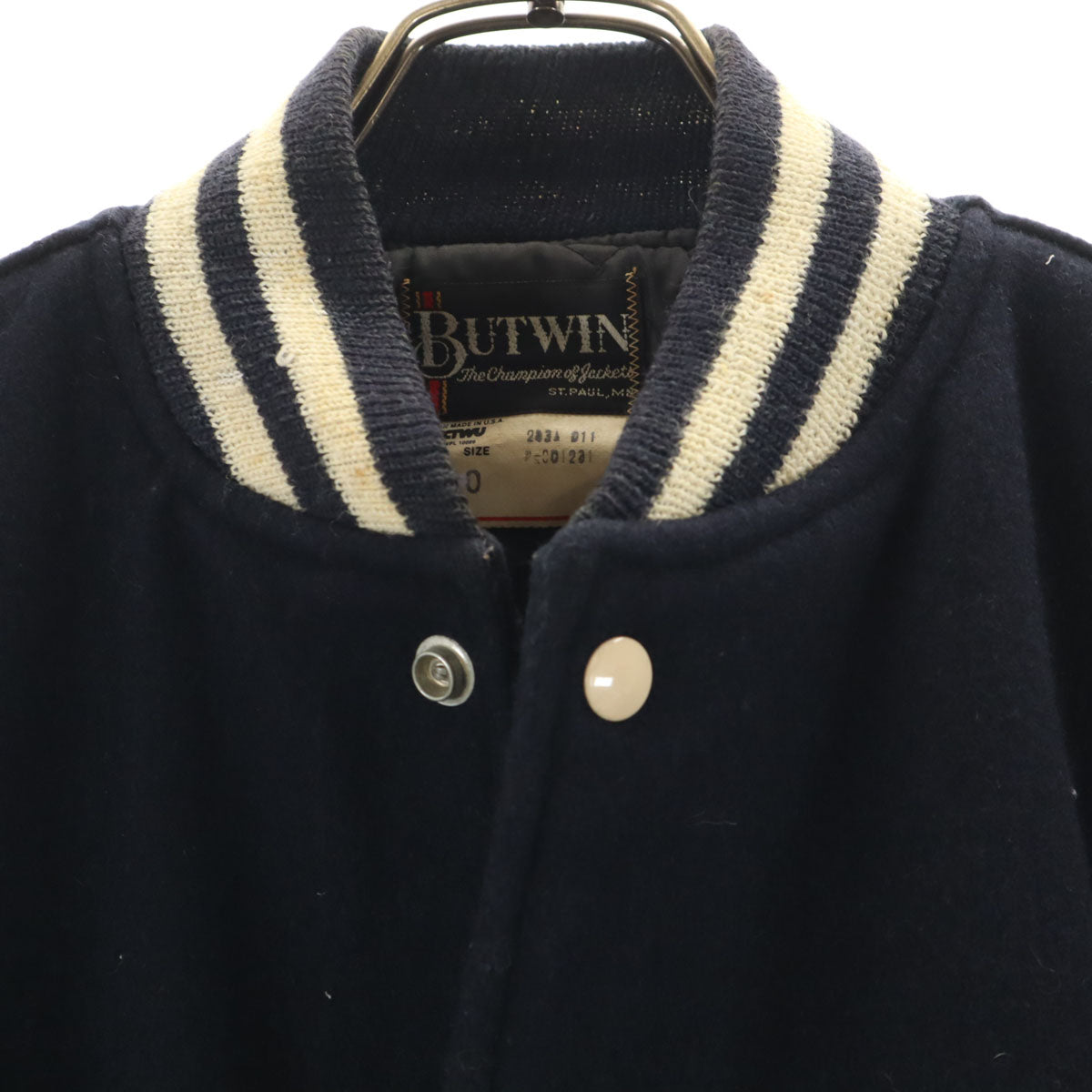 BUTWIN バドウィン 70s ヴィンテージ スタジャン 40 ネイビー系 袖レザー メンズ