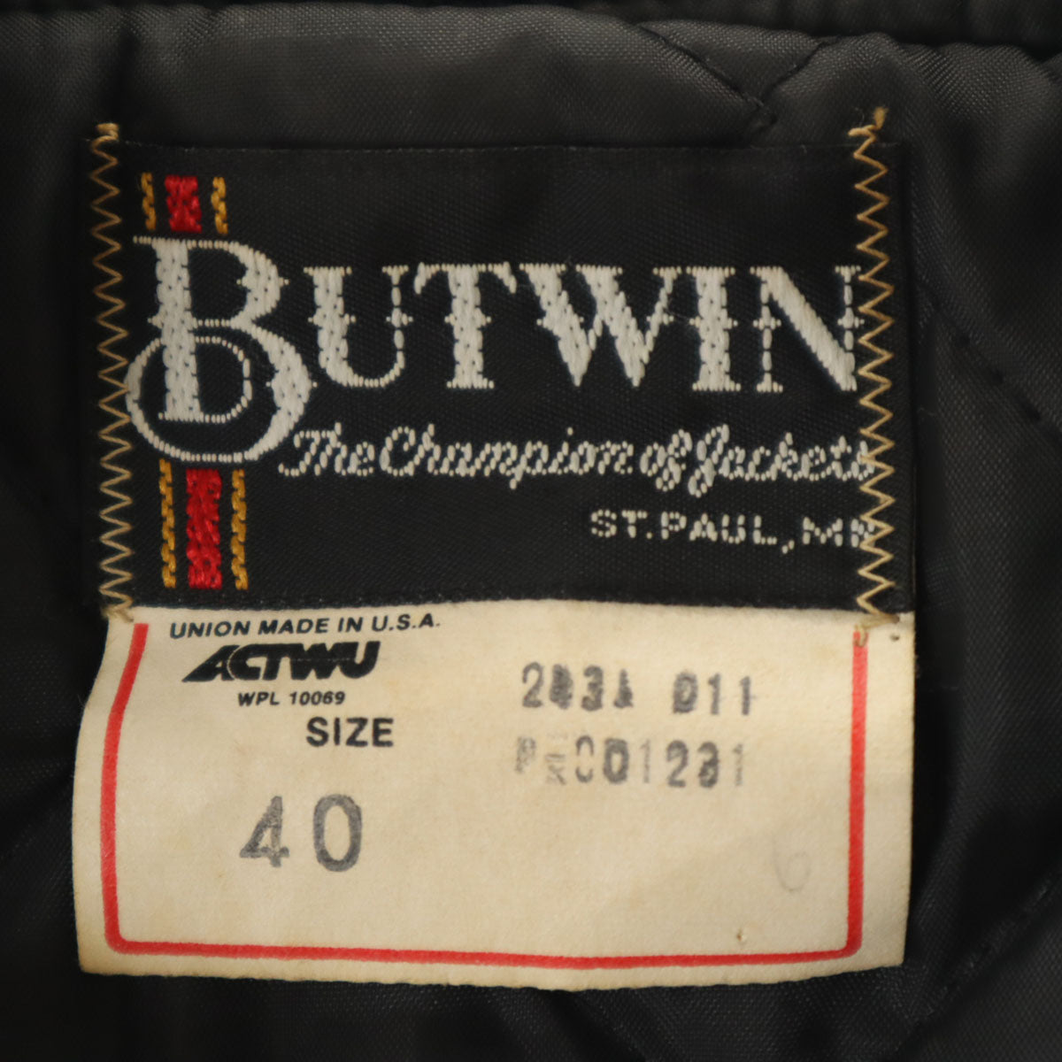 BUTWIN バドウィン 70s ヴィンテージ スタジャン 40 ネイビー系 袖レザー メンズ