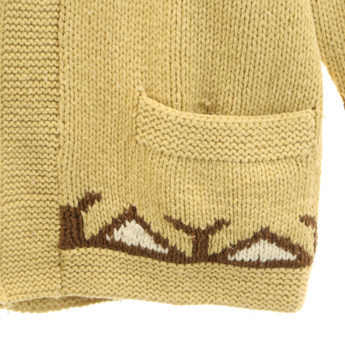 MONSIEUR BY SCHOONER オールド ネイティブ柄 長袖 ニットカーディガン ベージュ メンズ