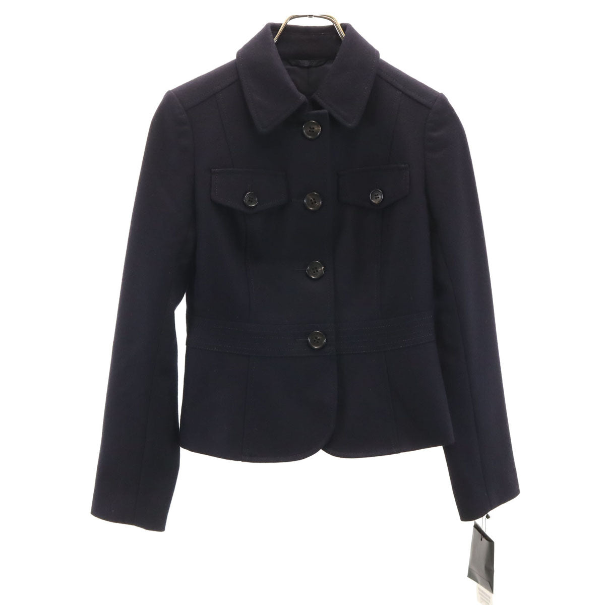 未使用 BURBERRY LONDON バーバリーロンドン 日本製 ウールジャケット 36 ネイビー 三陽商会 レディース