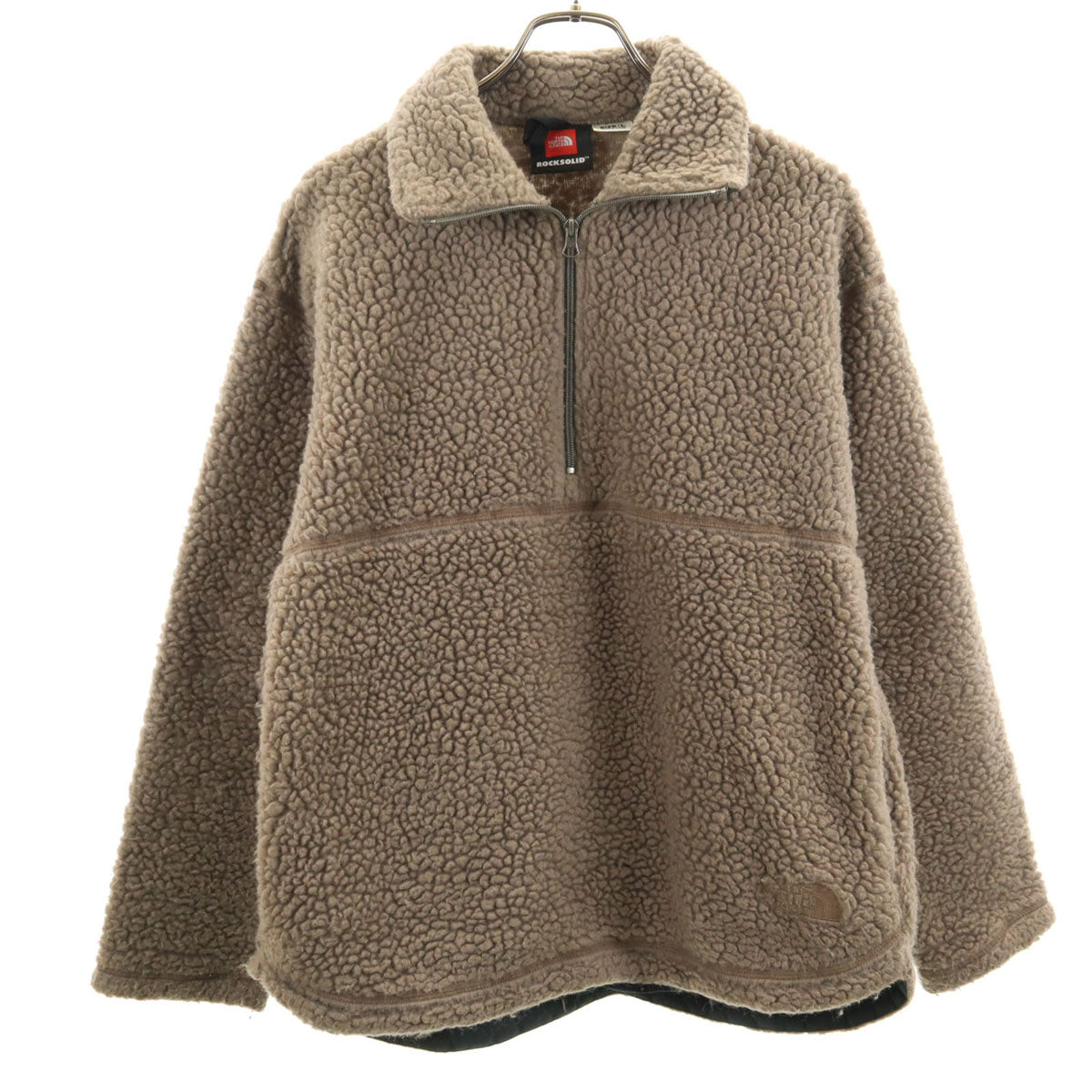 THE NORTH FACE ノースフェイス ROCK SOLID 日本製 ハーフジップ ボアジャケット L ブラウン RA-3005 アウトドア プルオーバー メンズ