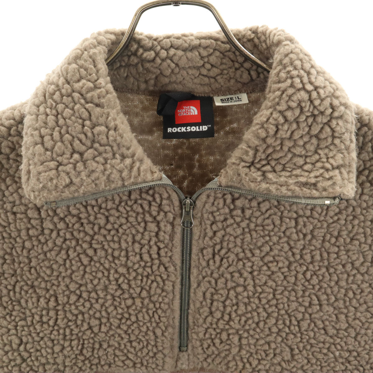 THE NORTH FACE ノースフェイス ROCK SOLID 日本製 ハーフジップ ボアジャケット L ブラウン RA-3005 アウトドア プルオーバー メンズ