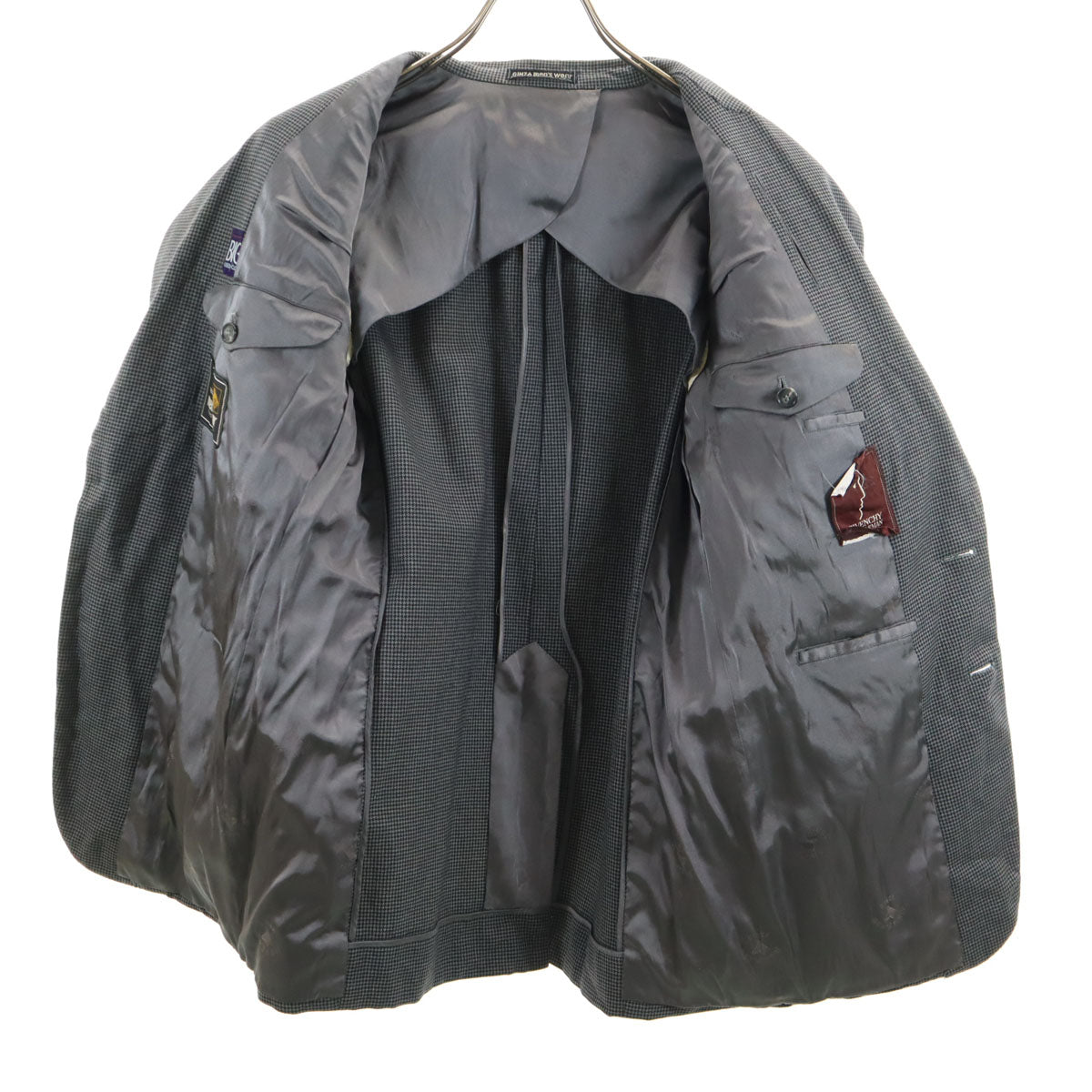 GIVENCHY GENTLEMAN ジバンシィ ジェントルマン 80s 90s オールド ハウンドトゥース柄 テーラードジャケット グレー GINZA MEN'S WEAR 千鳥格子 メンズ