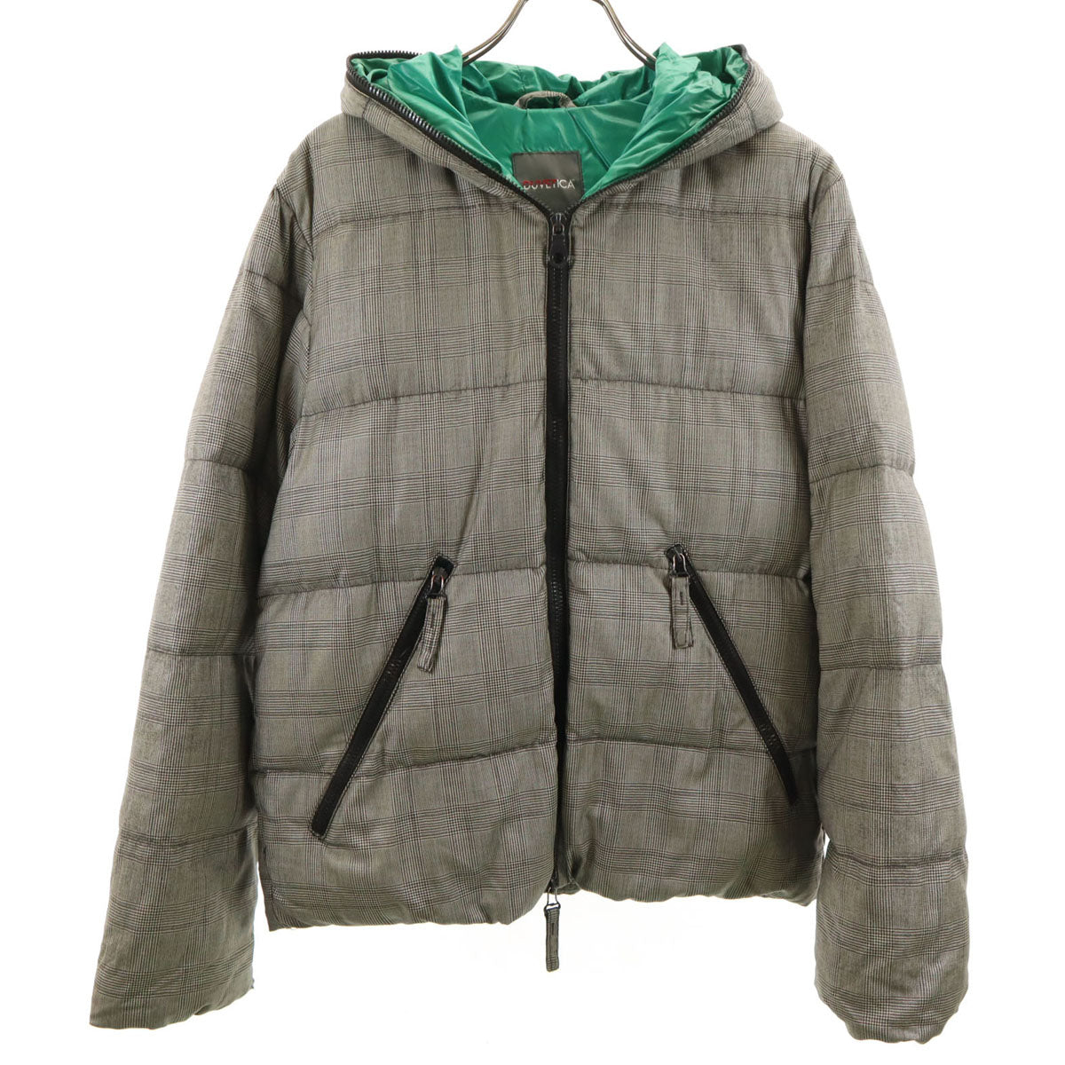 DUVETICA デュベティカ SHIPS シップス別注 ブルガリア製 グレンチェック柄 ダウンジャケット 46 グレージュ メンズ