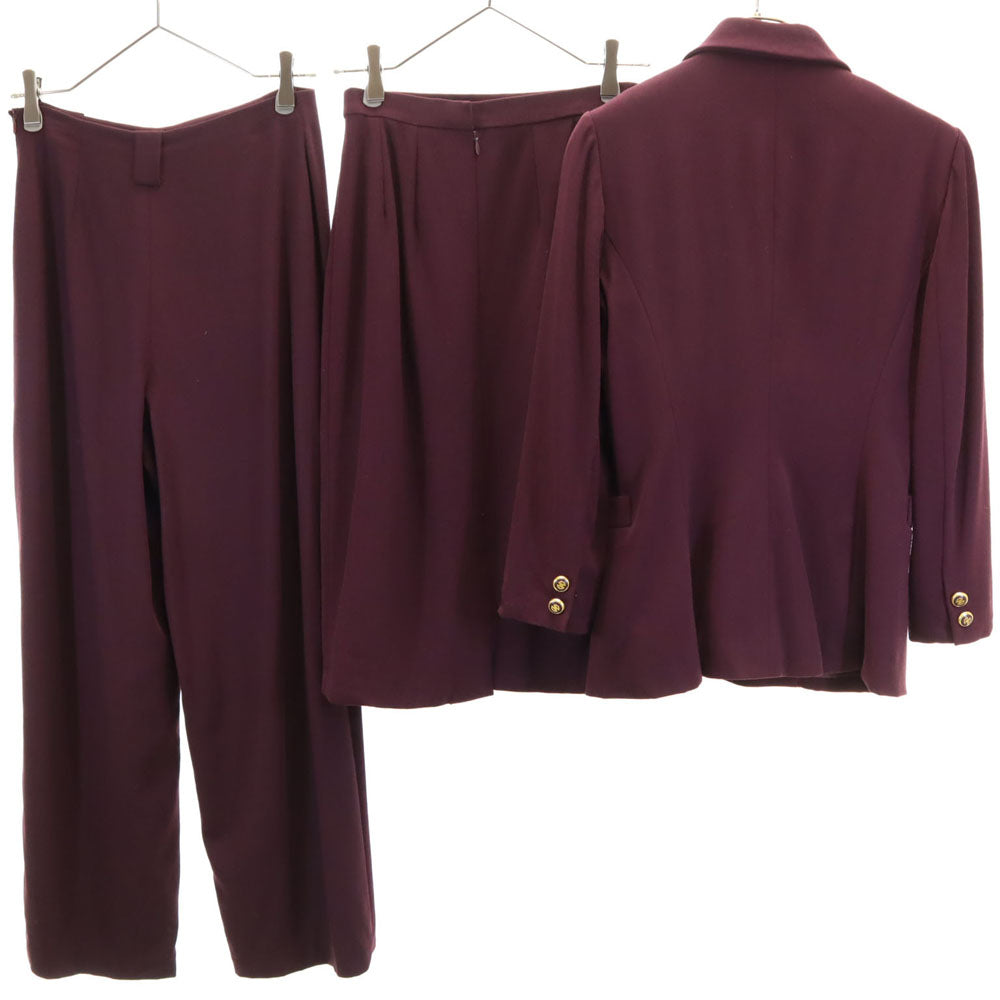 CELINE セリーヌ フランス製 3ピース ジャケット 上下 セットアップ 38 ボルドー レディース