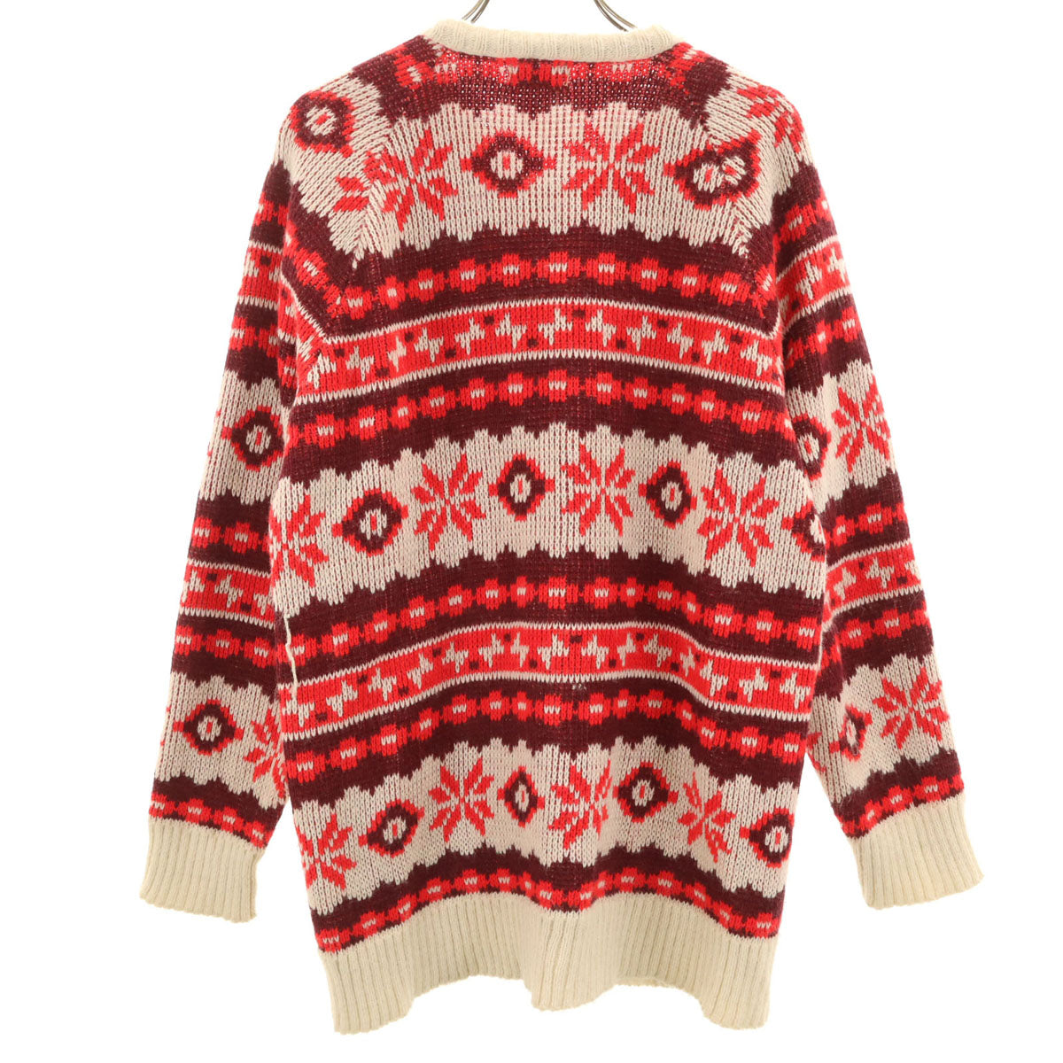 VINTAGE ヴィンテージ 70s セパポケ ノルディック柄 長袖 ジップアップ カーディガン レッド レディース