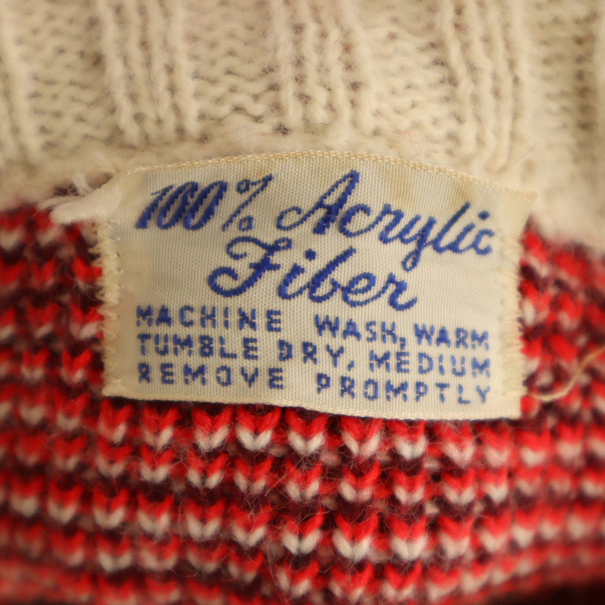 VINTAGE ヴィンテージ 70s セパポケ ノルディック柄 長袖 ジップアップ カーディガン レッド レディース