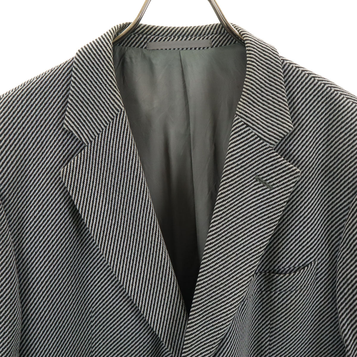 ARMANI COLLEZIONI アルマーニコレッツォーニ イタリア製 斜ストライプ柄 テーラードジャケット ブラック メンズ