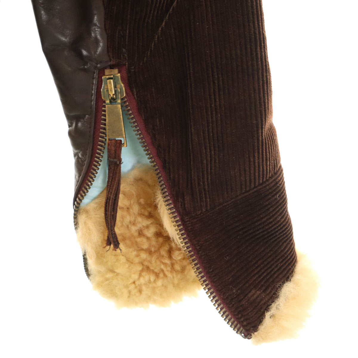 DSQUARED2 ディースクエアード イタリア製 レザー切り替え 襟ムートン コーデュロイジャケット 44 ブラウン レディース