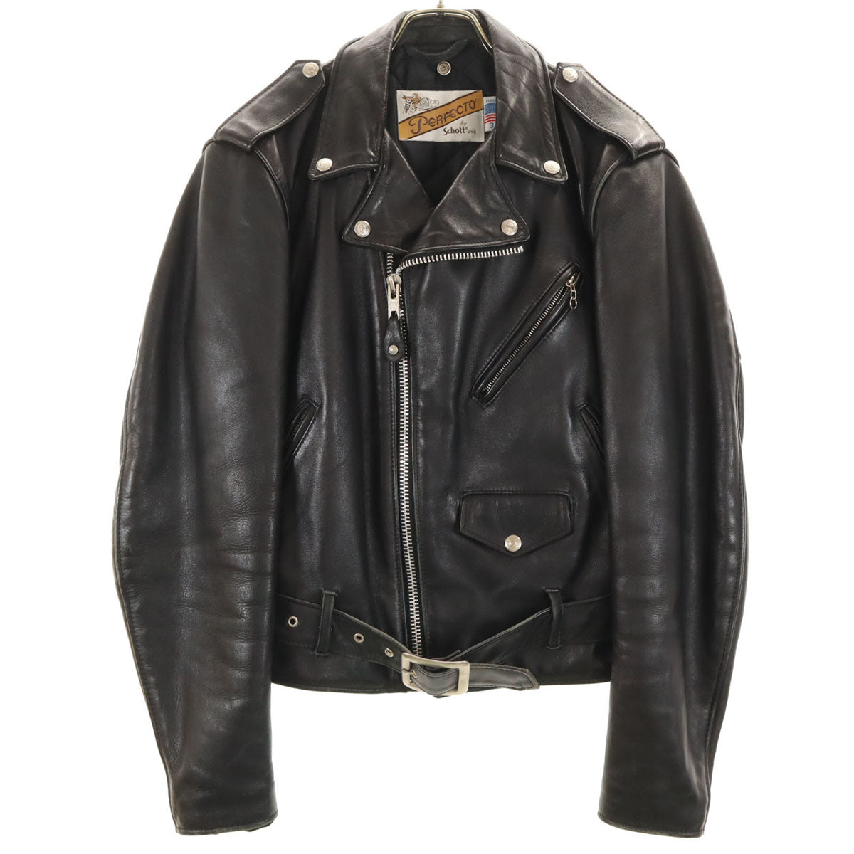 schott ショット 80s 618 ヴィンテージ USA製 IDEALジップ ダブルライダースジャケット 36 ブラック メンズ