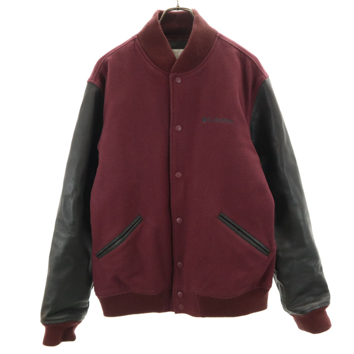 Columbia コロンビア 牛革レザー切替 スタジャン L ボルドー アウトドア 中綿 メンズ
